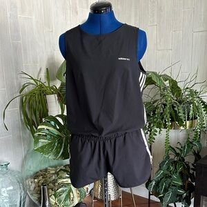 adidas Black Romper with White Side Stripes